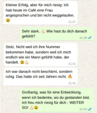 WhatsApp Kundenstimme: erster Erfolg beim Ansprechen im Café